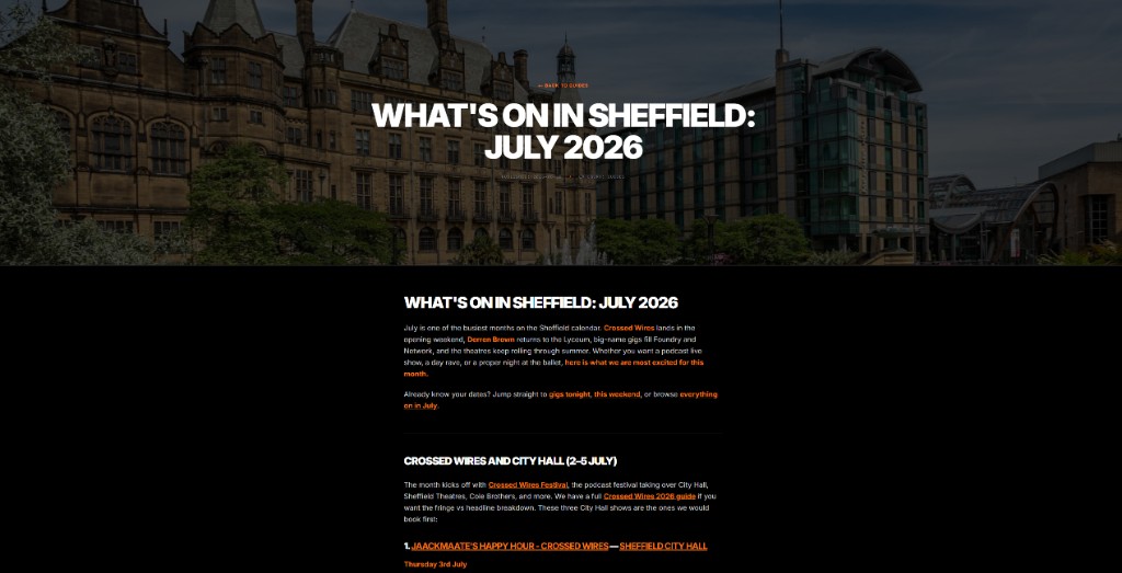 Sheffield Scene editorial guide for what's on in Sheffield in July 2026